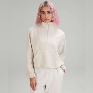 Lululemon Brushed Softstreme Ribbed Half Zip in white opal size 6